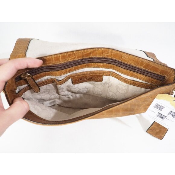 Michael Kors Caramel Brown Alligator Embossed Flap Bag Gold Lock & Chain Strap - Picture 9 of 12